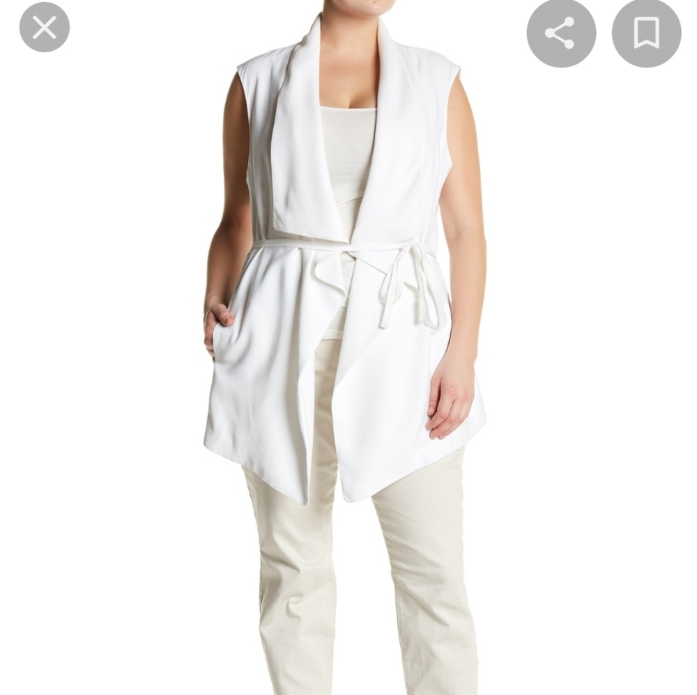 NWT NYDJ White Sleeveless Cascade Jacket 2X